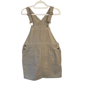 Attitude Khaki Overall Utility Dress Size M Casual Neutral Layering Cotton
